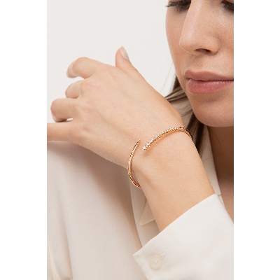 18k rose gold semirigid bracelet with diamonds