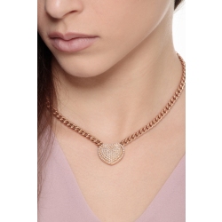 18k rose gold groumette necklace with diamonds heart pendant  2