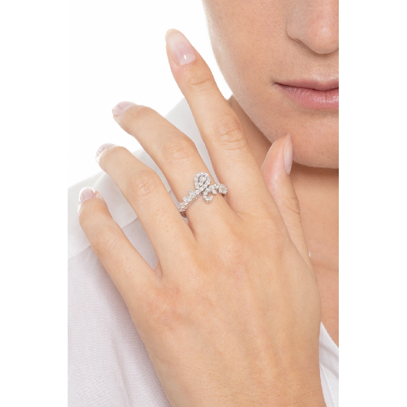 Ring with diamonds in white gold 18k