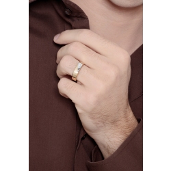 Bicolor gold 18k male chevalier zircon ring  2