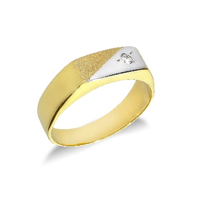 Bicolor gold 18k male chevalier zircon ring 