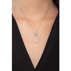 18k white gold double squares pendant with diamonds 2