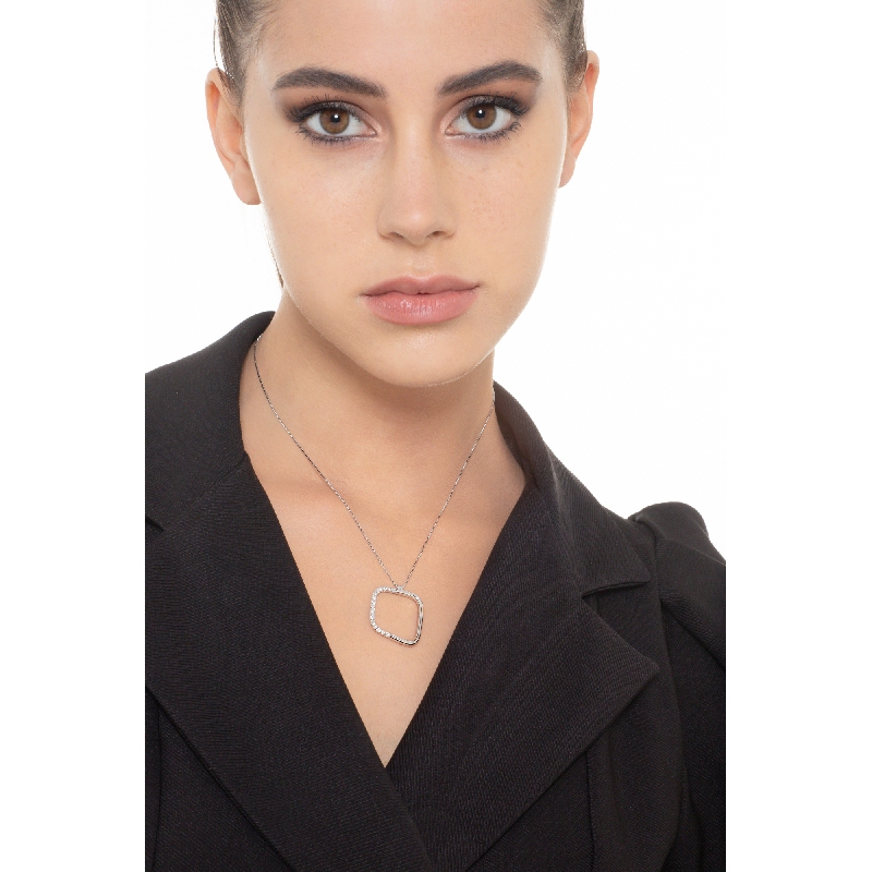 Fancy square pendant with diamonds