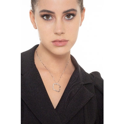 Fancy square pendant with diamonds