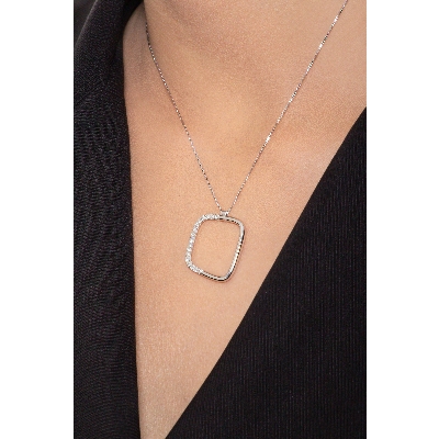 Fancy square pendant with diamonds