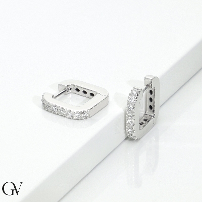 Square Diamond Earrings 750 White Gold