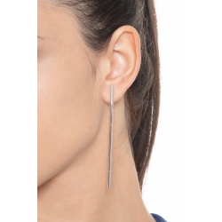 18k white gold drop earrings with bar pendants and the upper part in diamonds  2