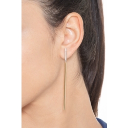 White and yellow 18k gold drop diamond earrings with bar pendants  2