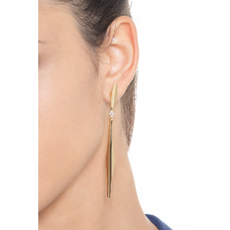 White and yellow gold 18k drop earrings with diamonds 