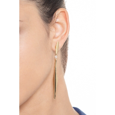 White and yellow gold 18k drop earrings with diamonds 