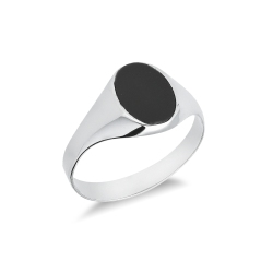 Anello Chevalier in Oro Bianco 18k con Onice
