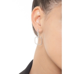 White gold 18k squared drop earrings with diamonds   2