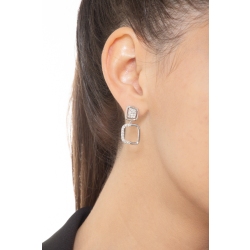 White gold 18k squared drop earrings with diamonds  2