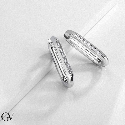 Orecchini ovali allungati diamanti oro bianco 18k