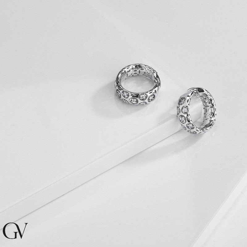 White Gold Diamond Hoop Earrings 