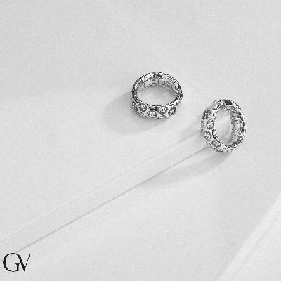 White Gold Diamond Hoop Earrings 