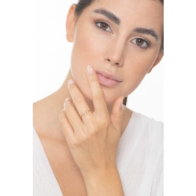 Anello aperto in oro rosa 18k con 2 croci in diamanti