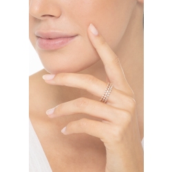18k rosé gold ring with three joined rows of diamonds  2