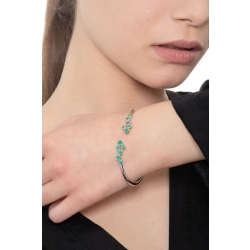 18k white gold rigid bracelet with emerald bubbles 2