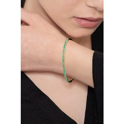 Rigid bracelet in 18k yellow gold with emeralds