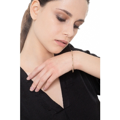 Rigid bracelet in 18k rose gold with brown diamonds