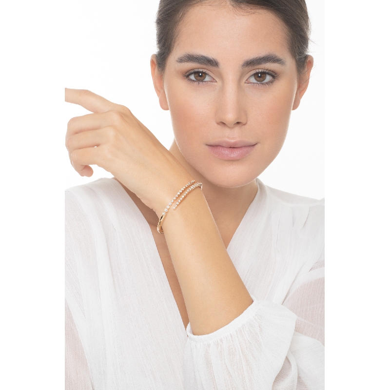 Fancy rose gold 18k semirigid bracelet with diamonds