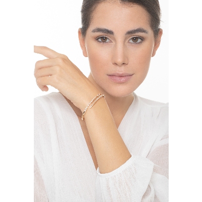 Fancy rose gold 18k semirigid bracelet with diamonds