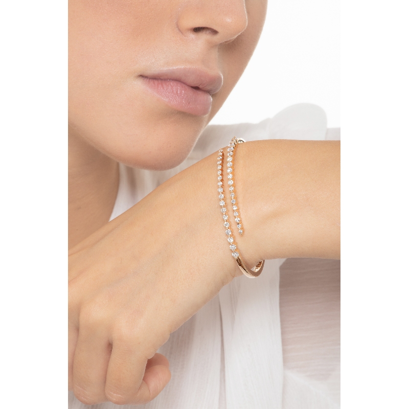 Fancy rose gold 18k semirigid bracelet with diamonds