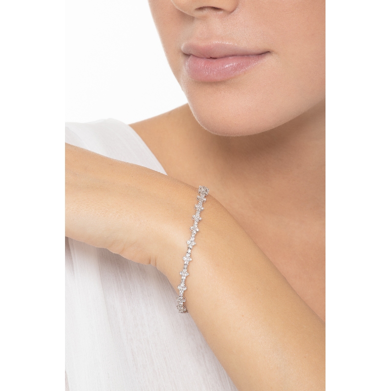 Bracciale semi rigido in oro bianco 18k con diamanti