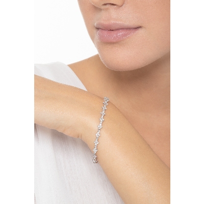 Bracciale semi rigido in oro bianco 18k con diamanti