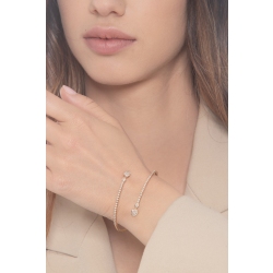 Bracciale semirigido in oro rosa 18k con gocce alle estremità e incastonati diamanti 2
