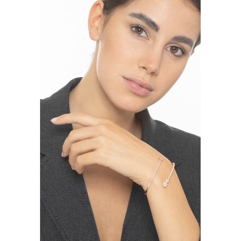 18k rose gold semirigid bracelet with diamonds and pink sapphires