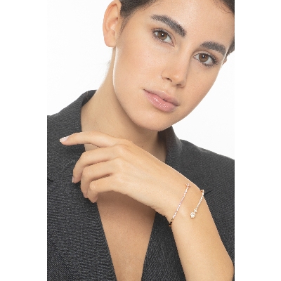 18k rose gold semirigid bracelet with diamonds and pink sapphires