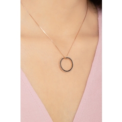 18k rose gold pendant with black and white diamonds circle pendant 2