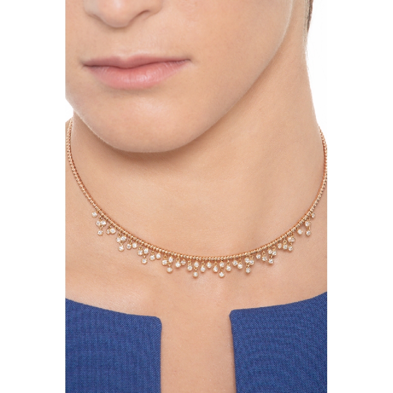 Girocollo in oro rosa 18k con castoncini in diamanti