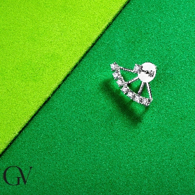 Fancy single earring with diamonds