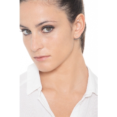 Fancy single earring with black diamonds