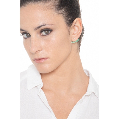 Fancy single earring with emeralds