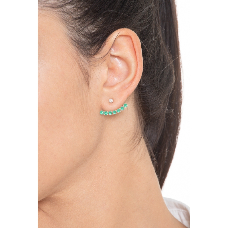 Fancy single earring with emeralds