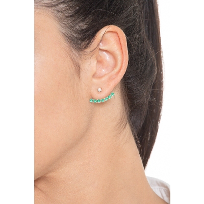 Fancy single earring with emeralds