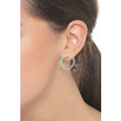 Open hoop earrings in white gold 18k with emeralds and diamonds  2