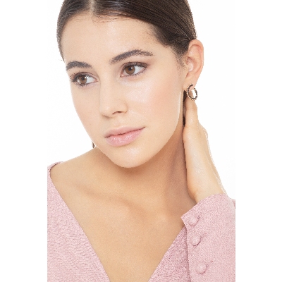 18k rose gold earrings with burnished black and white diamonds 