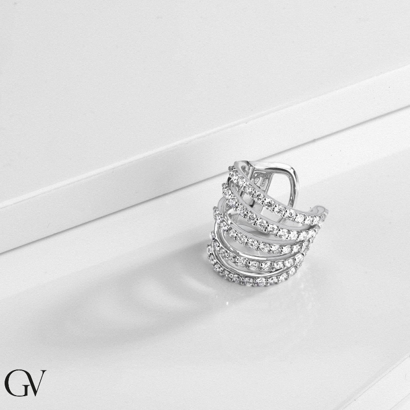 Mono orecchino donna oro bianco con diamanti 