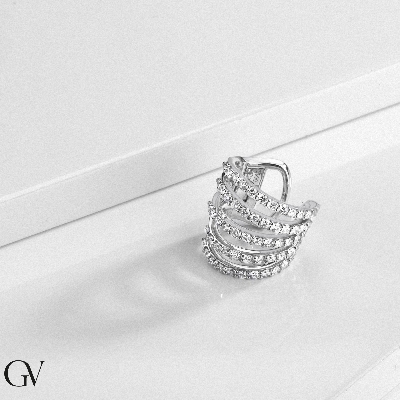 Mono orecchino donna oro bianco con diamanti 