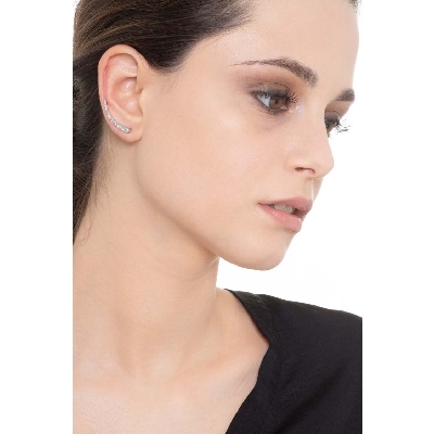 Mono orecchino destro in oro Bianco 18k con diamanti