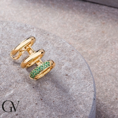 Yellow gold 18k single earring with emeralds (left earring)