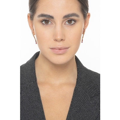 Rose gold 18k drop earrings with rubies and diamonds