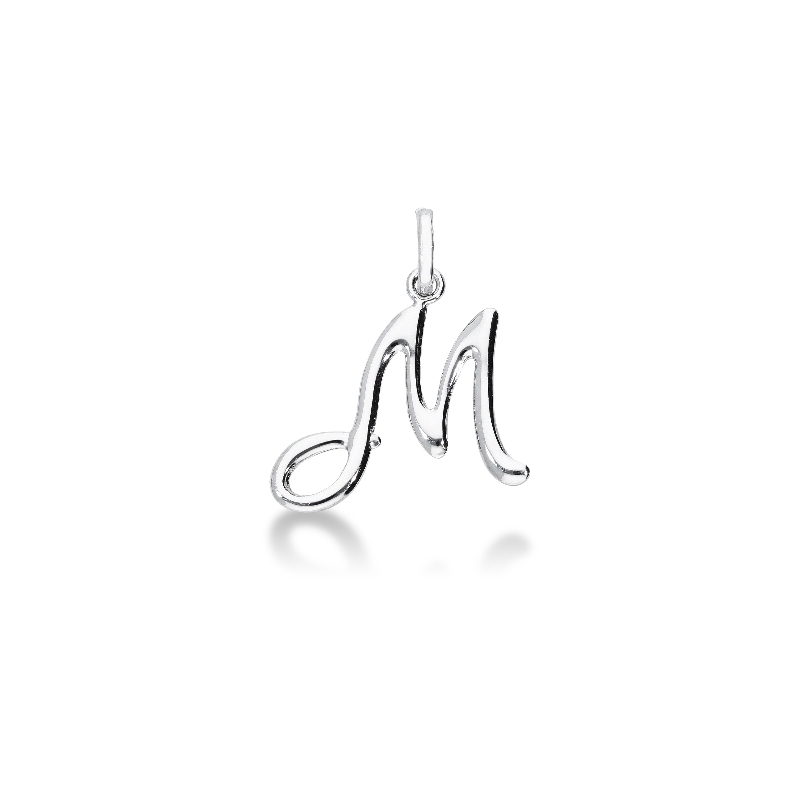 Pendant 18k White Gold with  letter M 