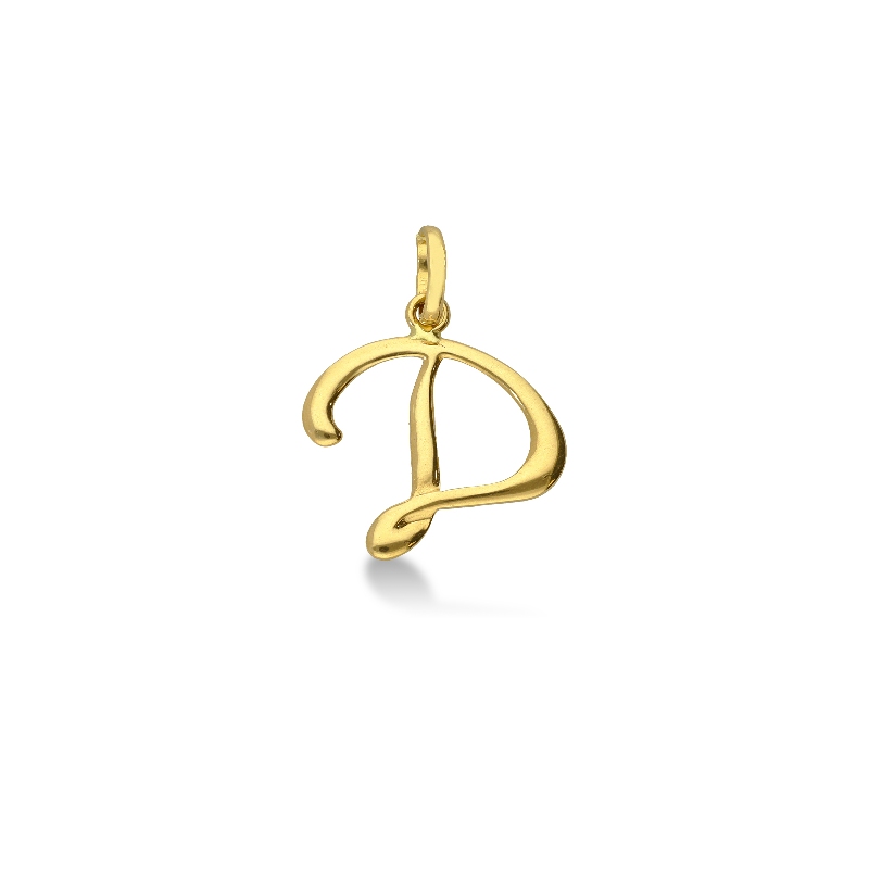 Letter D pendant in 18k yellow gold