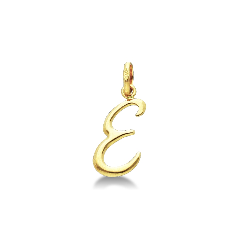 Letter E pendant in 18k yellow gold